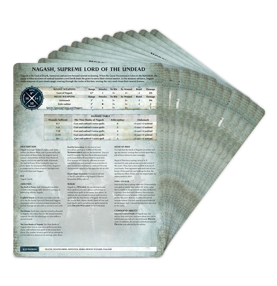 Warhammer Age Of Sigmar Warscroll Cards: Legions of Nagash