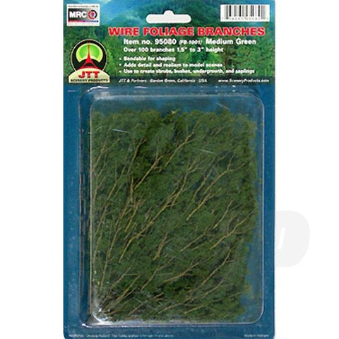 JTT 95519 Medium Green Foliage Branches, 1.5 to 3, (60 per pack)
