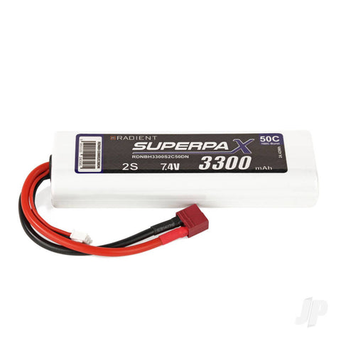 LiPo 2S 3300mAh 7.4V 50C Hard Case Stick Pack (Deans)