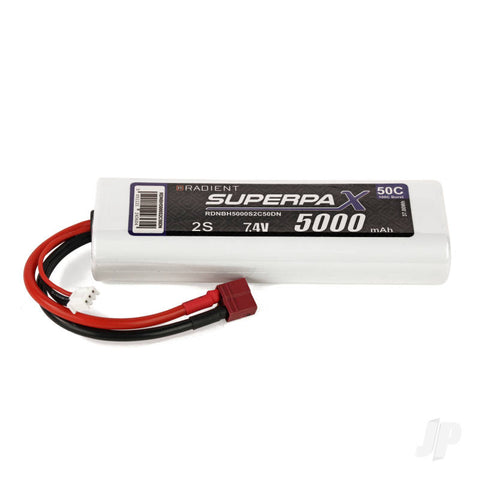 LiPo 2S 5000mAh 7.4V 50C Hard Case Stick Pack (Deans)