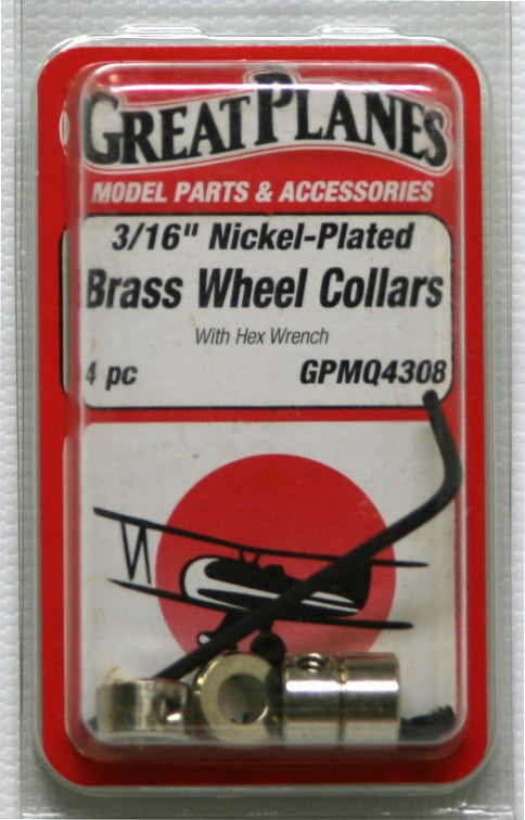 Great Planes 3/16" Nickel-Plated Brass Wheel Collars